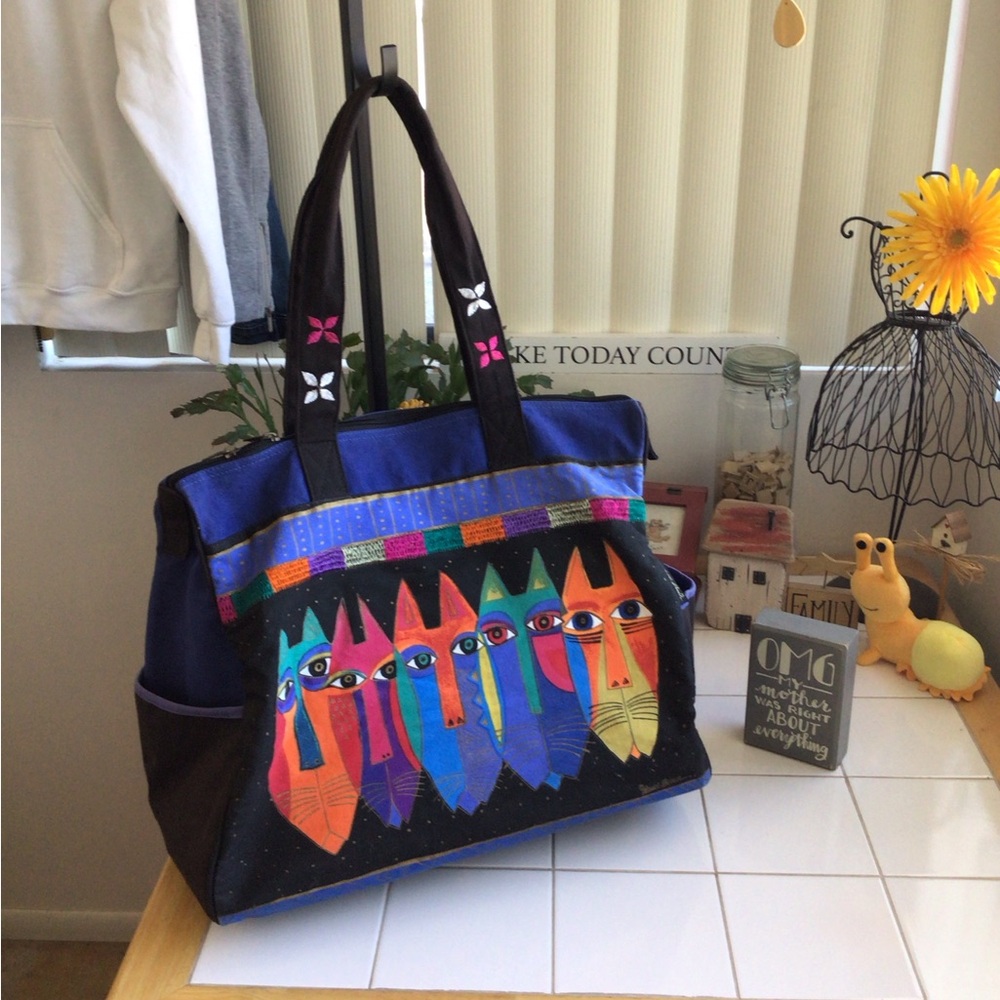 ‘Laurel Burch’ Colorful Feline Friends Canvas Tote